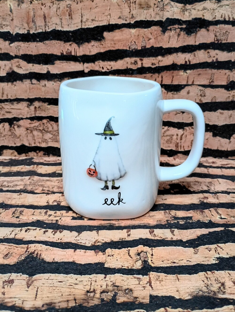 Eek White Halloween Ghost Ceramic Coffee Mug - Rae Dunn